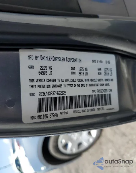 2007 Dodge Charger Se z USA, uszkodzony, nr VIN 2B3KA43R37H622123